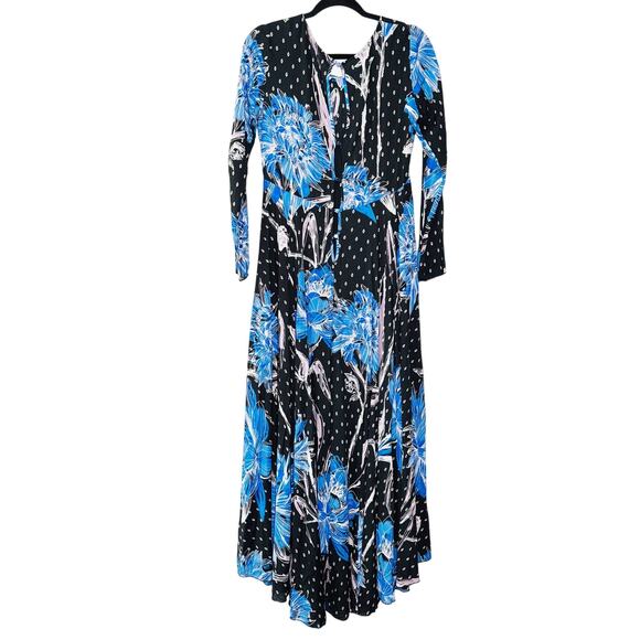 Free People First Kiss Botanical Night Maxi Dress Size S Blue Floral Boho - Picture 12 of 12
